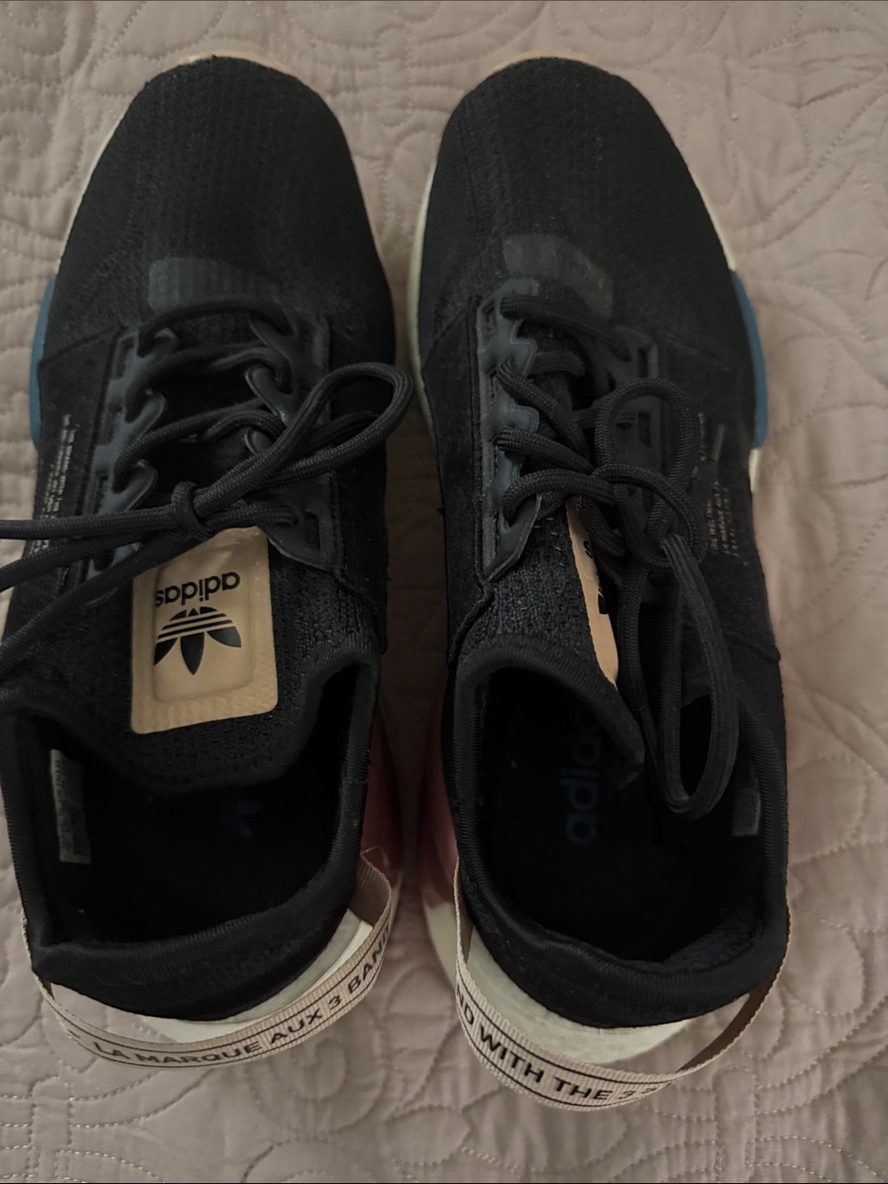 adidas Black Knit Youth Casual Sneakers with White Heel Accents